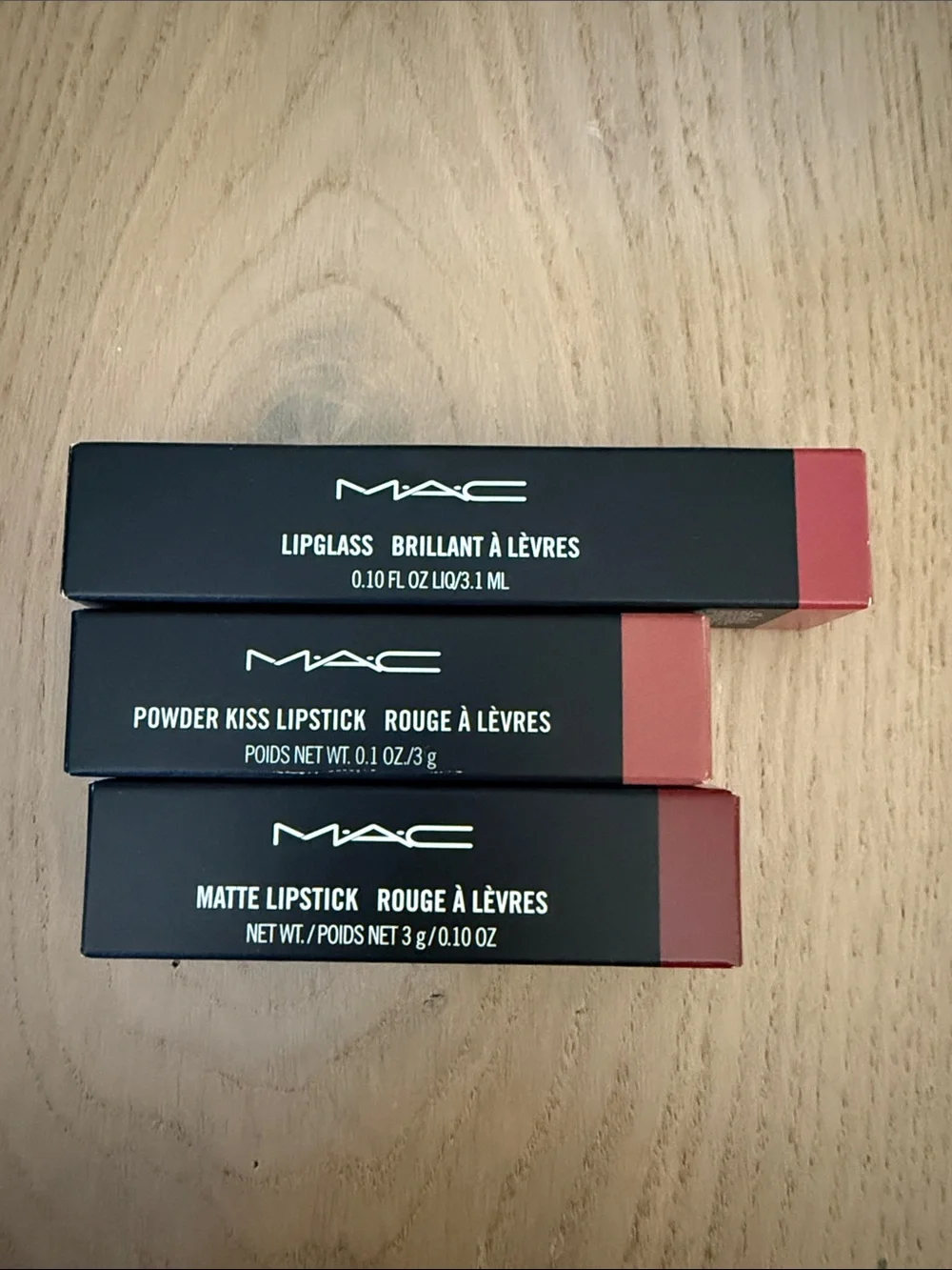 MAC Cosmetics Lip Trio in Deep Brick Red and Black Packaging
